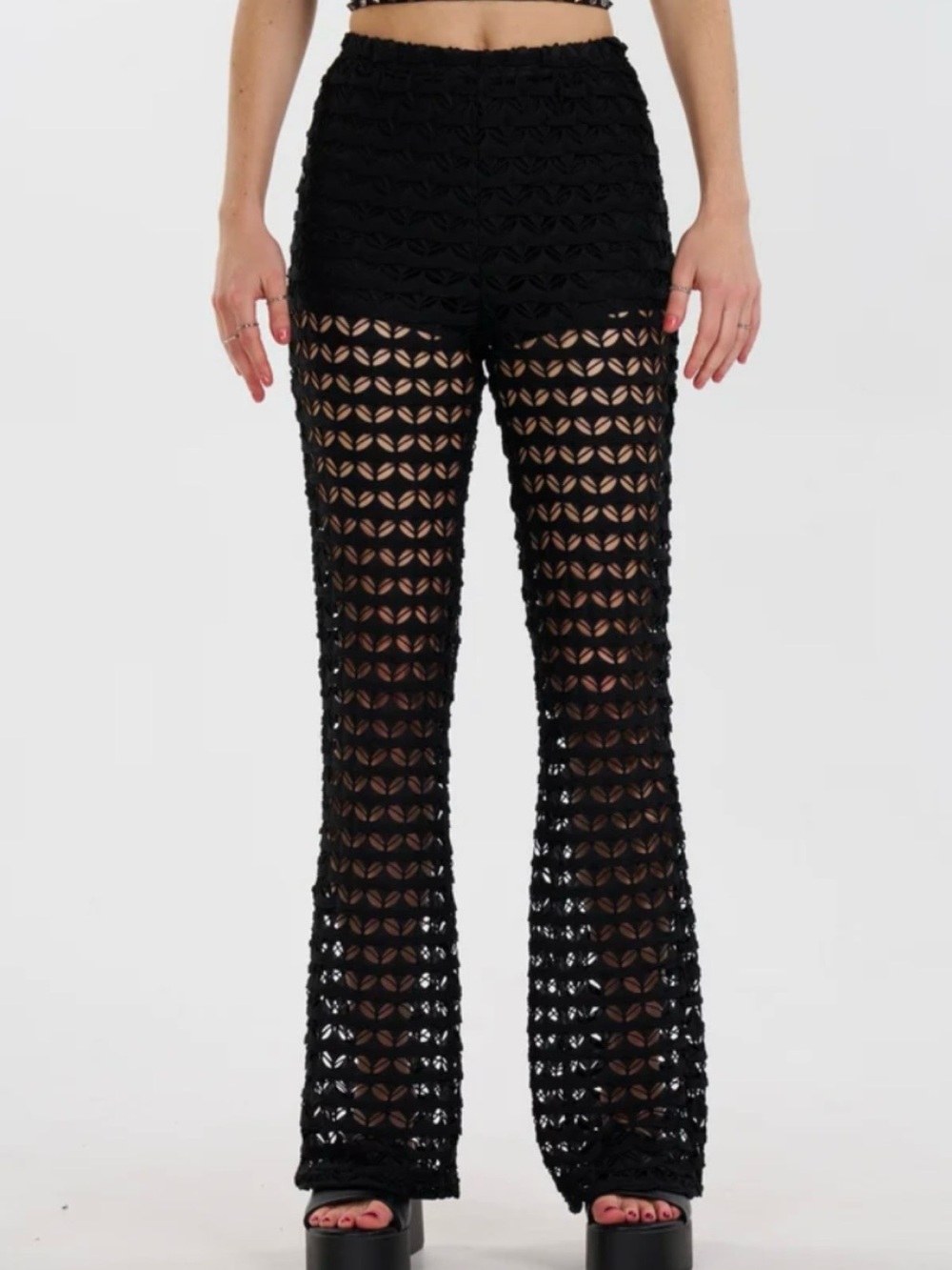 Black womens flare pants Small NWT